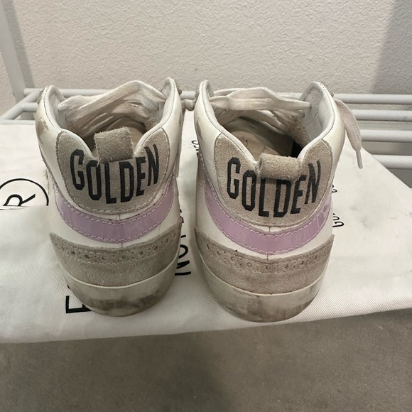 GOLDEN GOOSE WHITE GREY AND LEOPARD LEATHER SUEDE MID STAR SNEAKERS - Picture 4 of 8